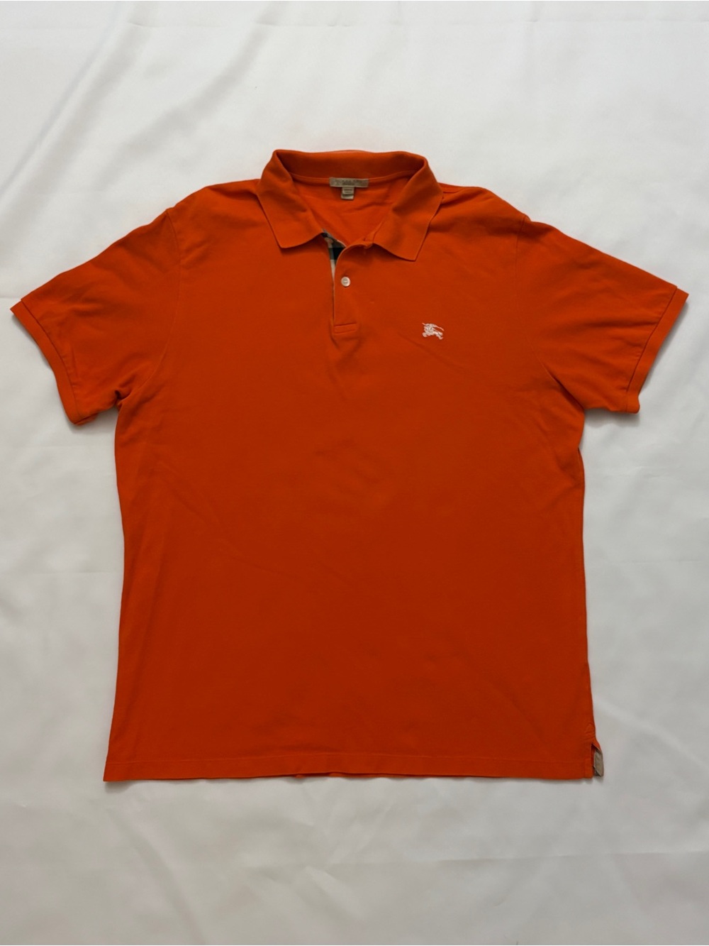 Burberry Polo Shirt Mens Orange Classic Fit Knight Logo Short Sleeve Sz XL
